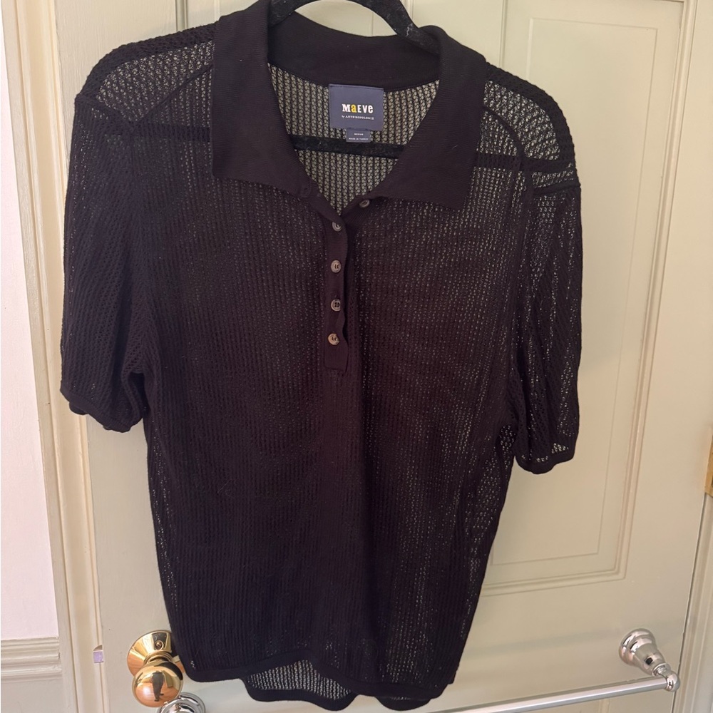 Anthropologie Maeve Black Button Down Shirt